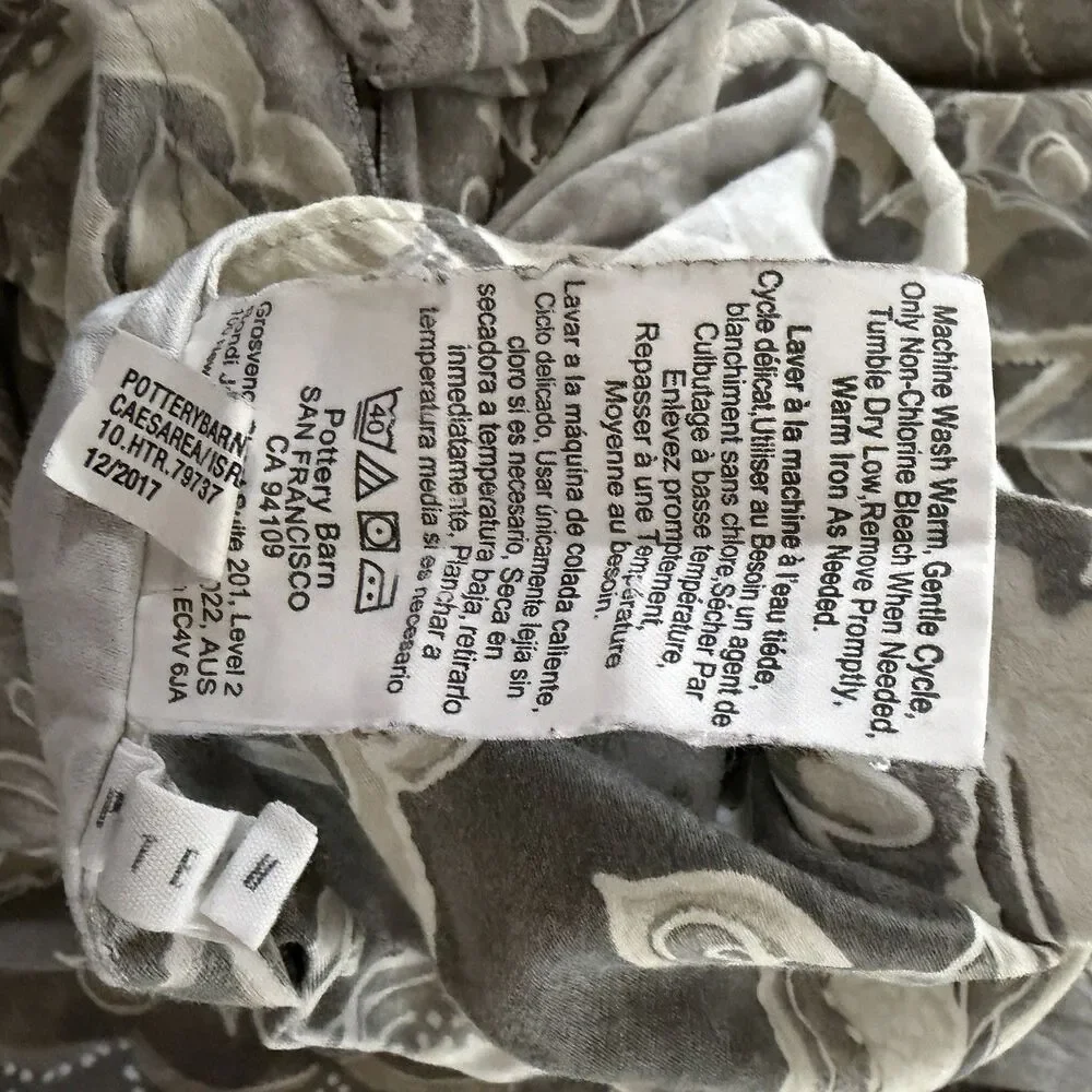 Pottery Barn Jacquelyn Medallion Organic Sateen Duvet KING Gray Beige